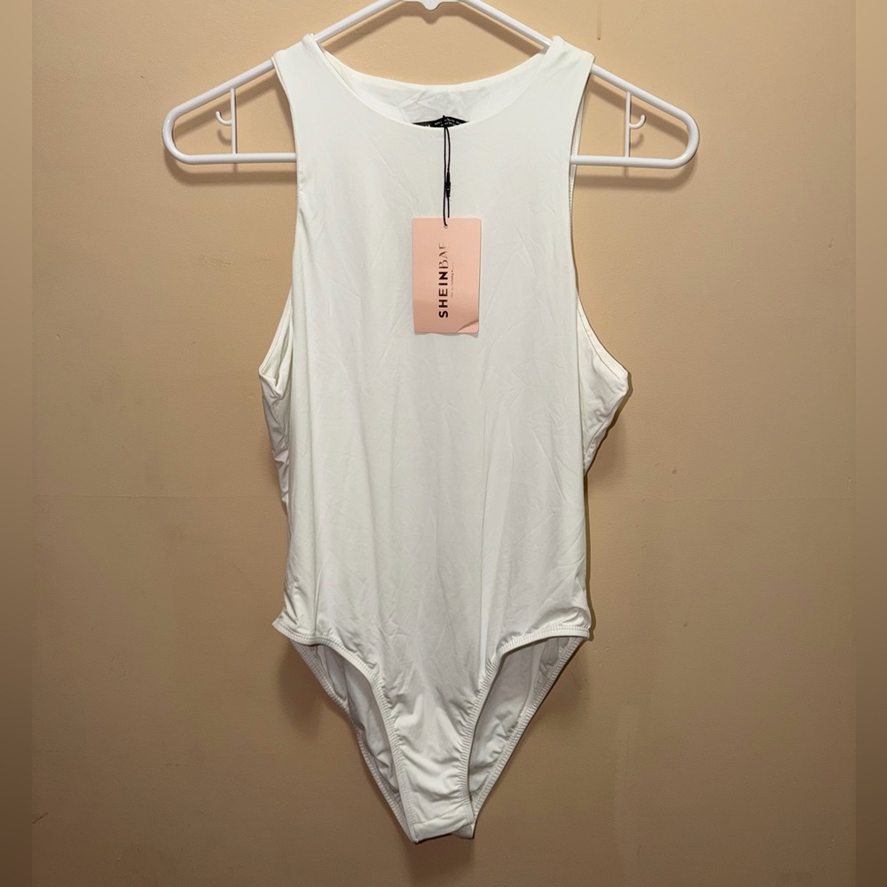 NWT SHEINBAE Ivory Sleeveless Bodysuit LOVE